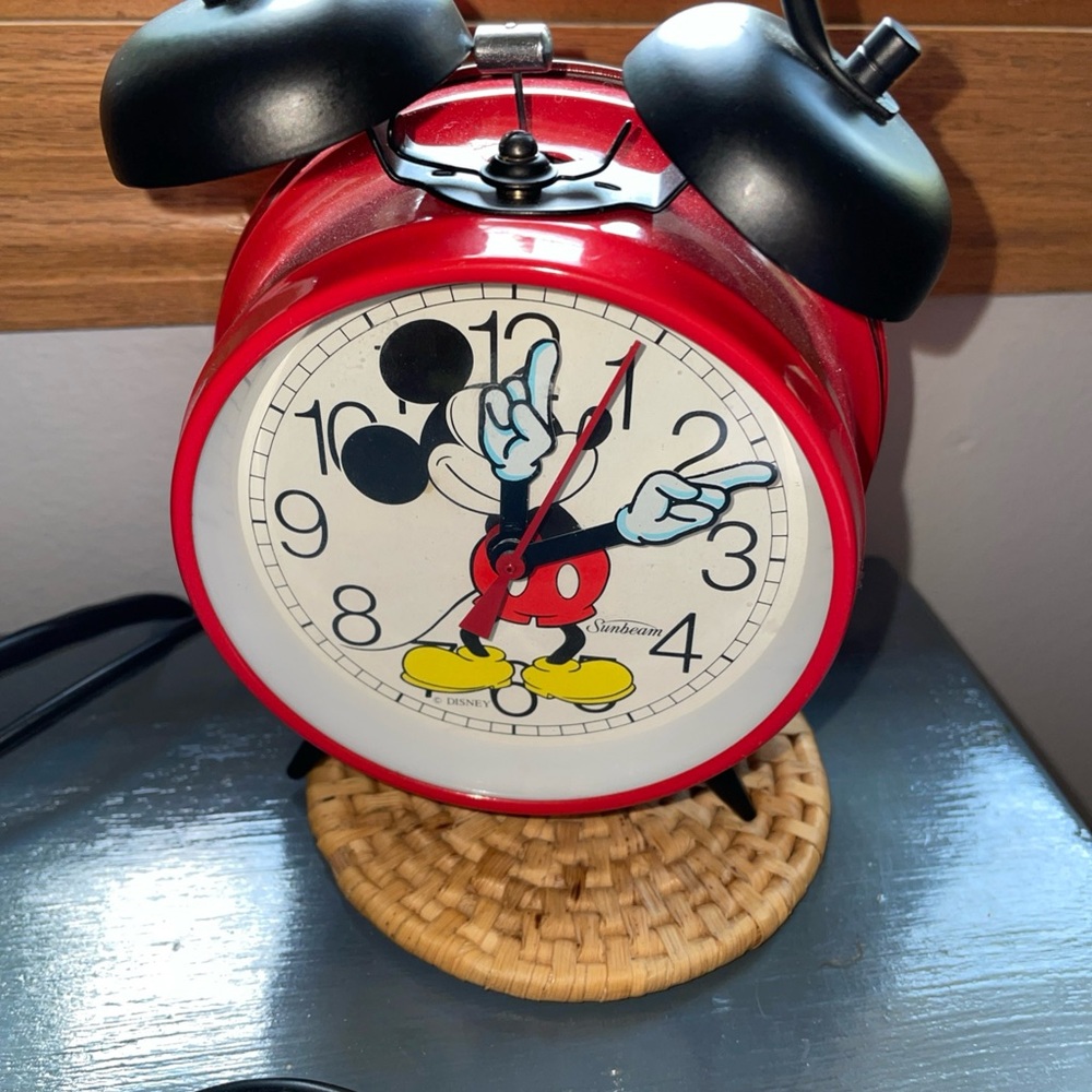 Disney Sunbeam Red Mickey Mouse Alarm Clock vintage